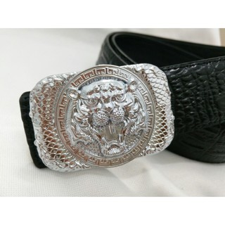 Dây Nịt Thắt Lưng Đầu Hỗ Da Bò Dập Vân Cá Sấu Cao Cấp