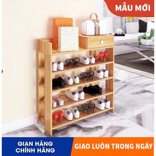 Giá giày dép gỗ để giày dép tiện lợi trong gia đình - Kệ giày dép gỗ 5 tầng, có ngăn để đồ