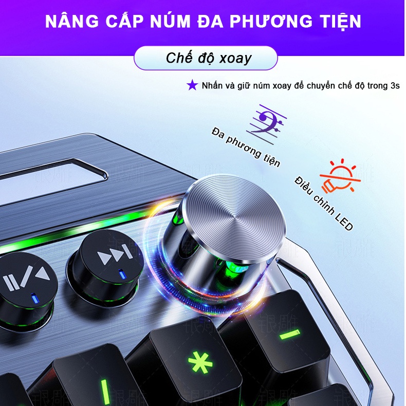Bàn phím cơ YINDIAO K100 phiên bản gaming 104 phím full size cấu trúc blue swtich có LED kê tay chống mỏi - Chính hãng