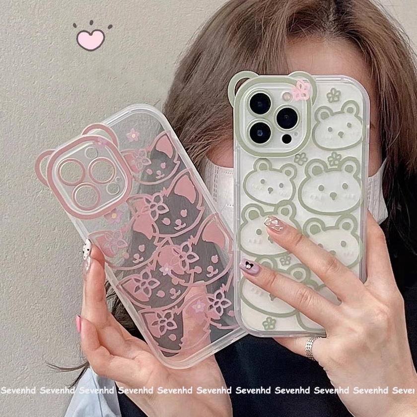 Ốp Điện Thoại Dẻo Họa Tiết Hoạt Hình Tai Gấu Dễ Thương Cho iPhone 14 13 12 11 Pro Max Xs Max Xr X 6 6s Plus