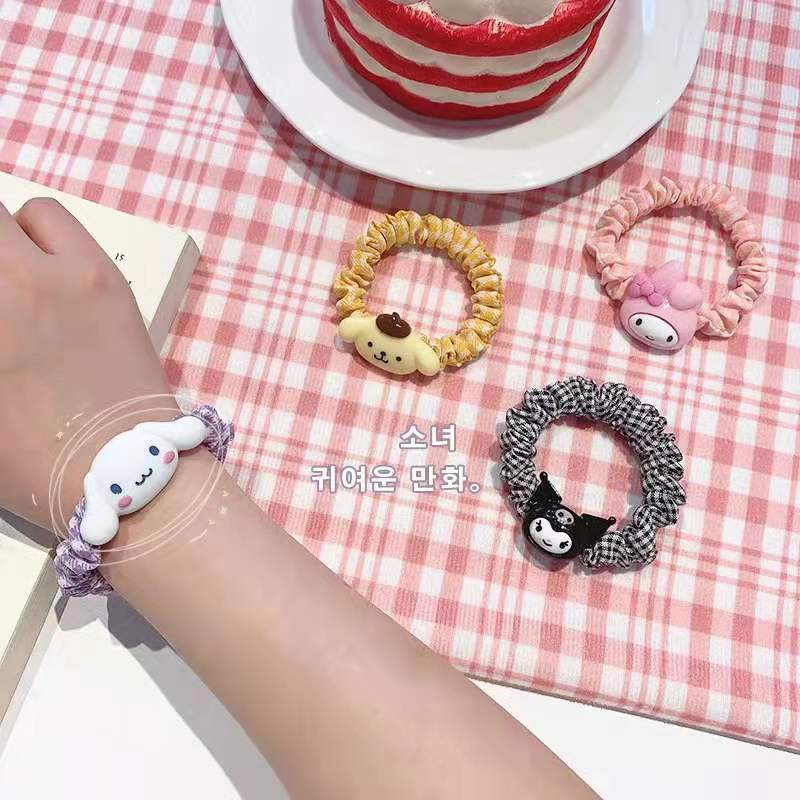 Dây Cột Tóc Hình Tròn Cỡ Lớn In Họa Tiết Hoa / Chú Heo Dễ Thương Thời Trang Cho Nữ