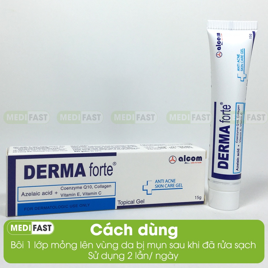 Derma Forte - Kem làm giảm mụn ẩn, trứng cá, đầu đen, làm mềm và làm mờ sẹo dưỡng da trắng mịn - Tuýp 15g