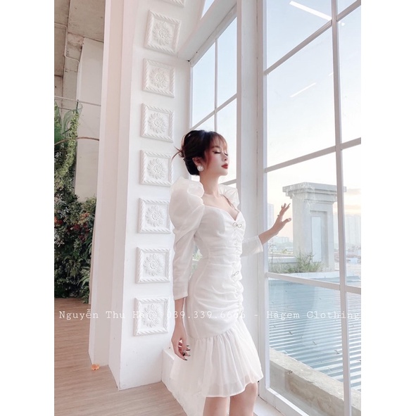 Váy nhún ngực đuôi cá tay bồng chuẩn hàng hotgirl Ha Gem