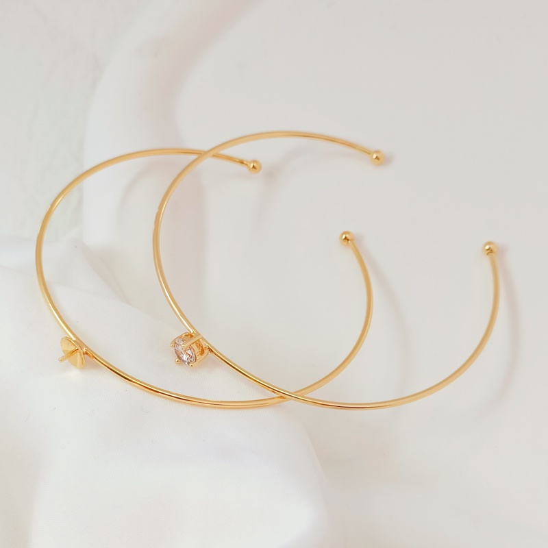 Vòng Tay Hở Mạ Đồng 14K Đính Ngọc Trai Zircon Sang Trọng Màu Sắc Đa Dạng