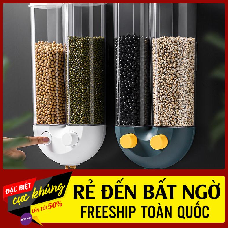 Hộp đựng gạo, ngũ cốc ⚡Freeship⚡ gắn tường tự động tiện lợi tự động nhả hạt, có nắp đậy chống ẩm