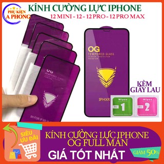 Kính Cường lực Iphone 12, 12pro, 12Promax, 12 Mini OG siêu đẹp, cảm ứng trơn mượt, chống trầy xước