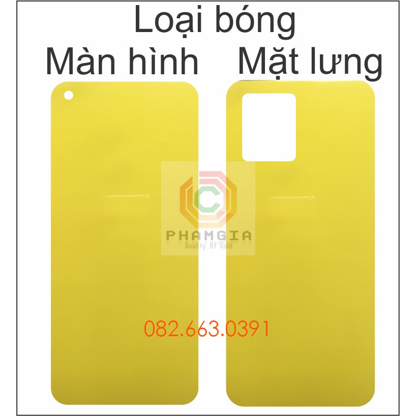 Dán PPF Realme 8 loại bóng, nhám dành cho màn hình, mặt lưng, mặt lưng full viền