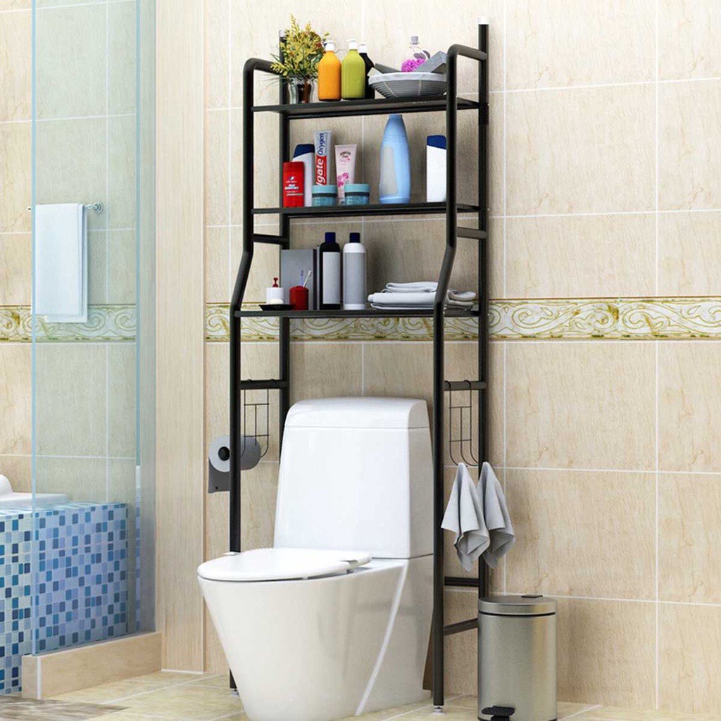 Kệ Nhà Vệ Sinh Kệ Bồn Cầu Toilet Sơn Tĩnh Điện, Inox 3 Tầng Tiết Kiệm Không Gian Siêu Tiện Lợi