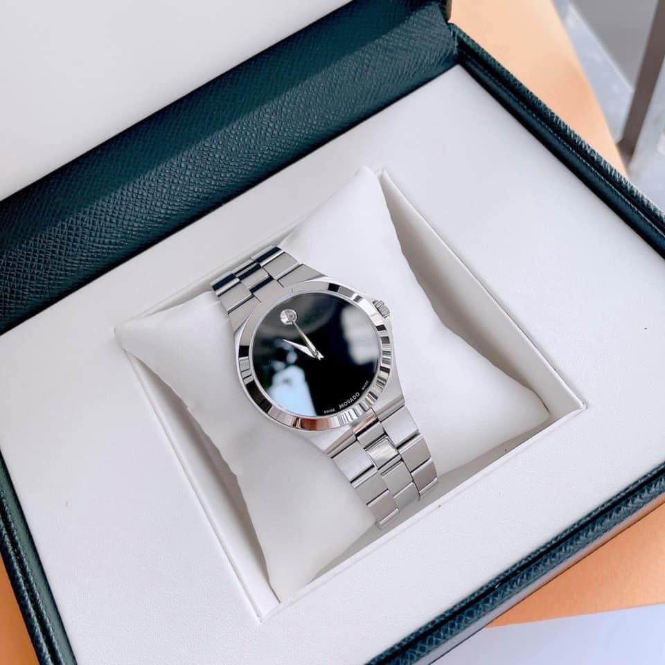 Đồng Hồ Nam Movado Black Dial Stainless Steel Men's Watch 0606555