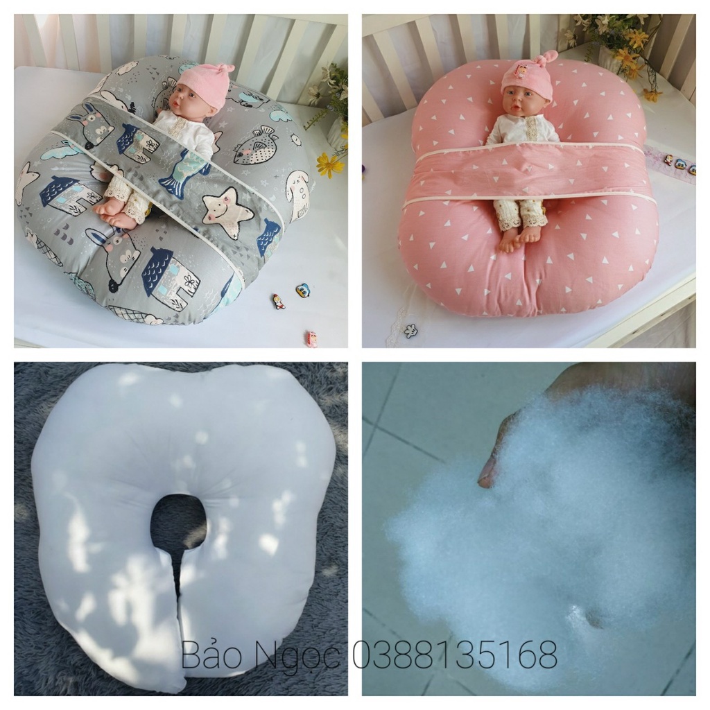 Gối Chống Trào Ngược có Đai Bảo vệ Bé(Vải cottong 100% được chọn mẫu