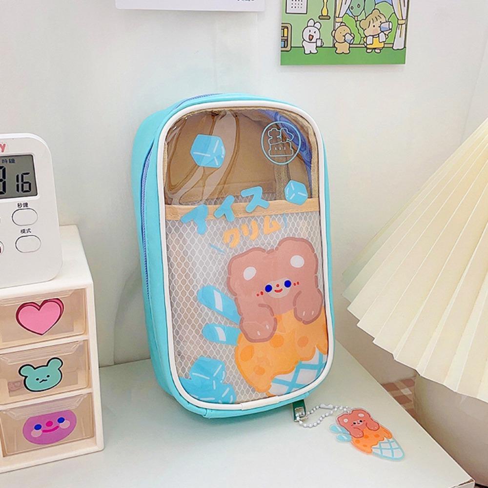 Túi Đựng Bút Họa Tiết Hoạt Hình Sức Chứa Lớn Có Khóa Kéo