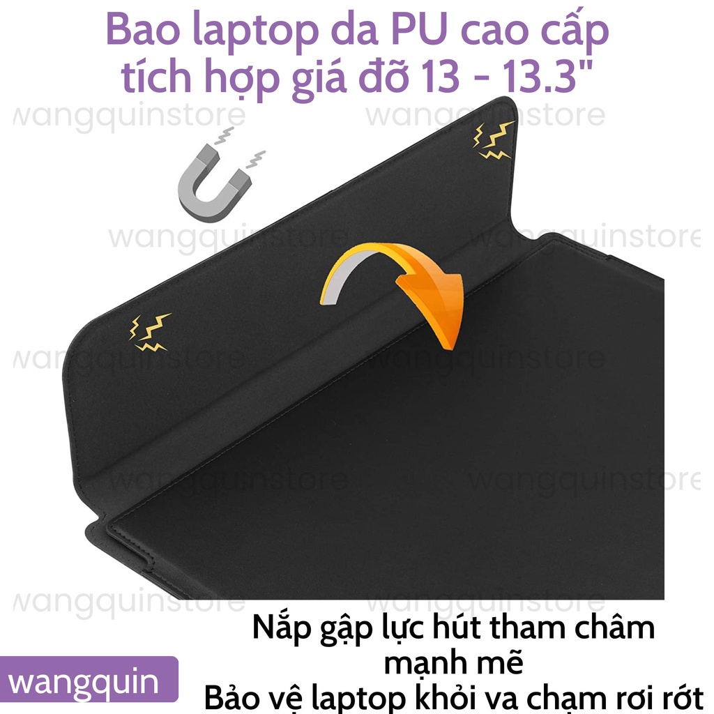 Bao Da PU Vỏ bảo vệ Laptop máy tính 13 13.3 15.6 inch Sang Trọng Cao Cấp Nhiều Tính Năng Tích Hợp Giá Đỡ và Kê tay