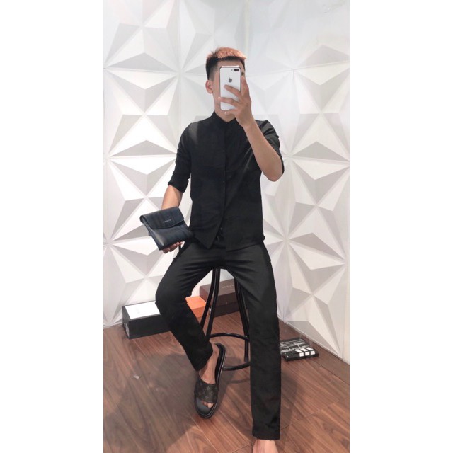 Bộ Đũi Dài Tay Nam ,Sơ Mi Quần Đũi Dài Tay Đi Biển ,Đi Chơi ,Đi Làm Chất Đũi xước mỹ