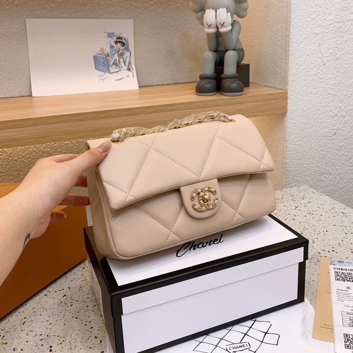 Túi Xách Denim &amp; Kim Loại Vàng 25 * 17 CM