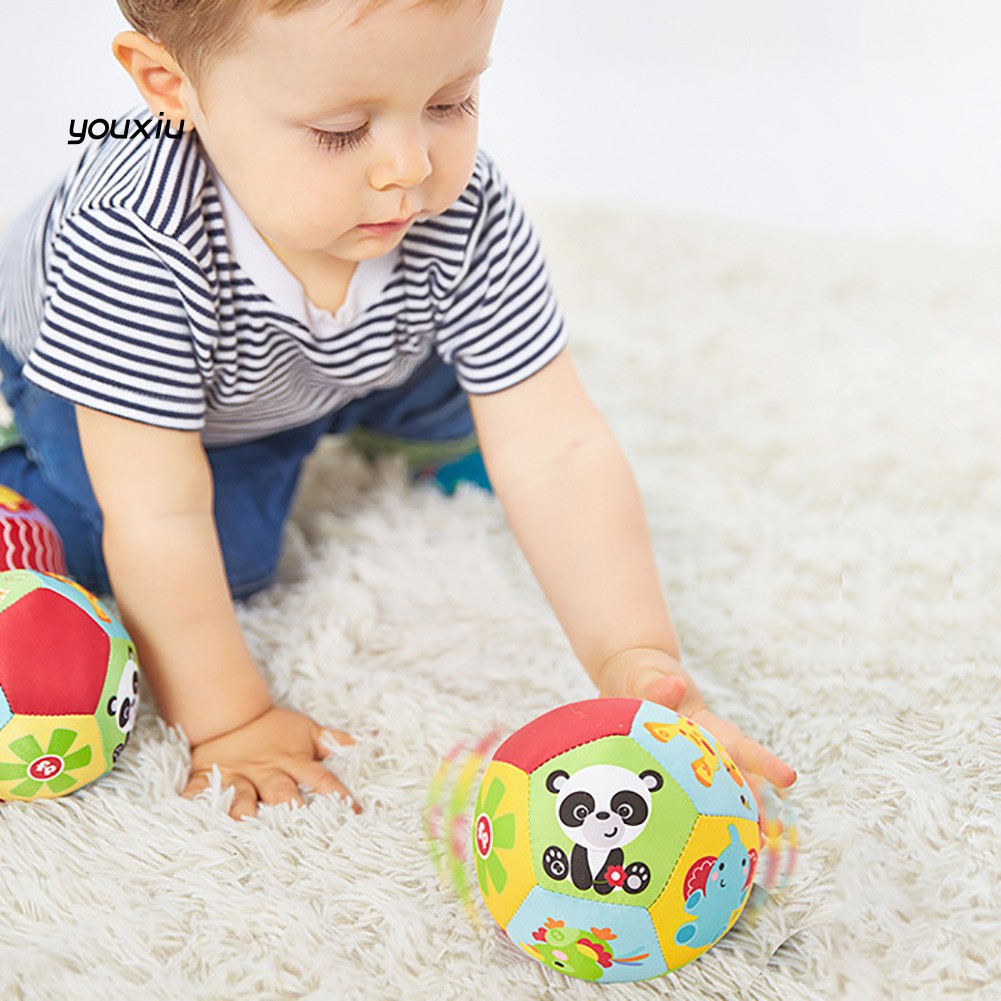 ♛YEWJ♛Infant Baby Toddler Kids Soft Stuffed Ball Animal Pattern Bell Sports Crib Toy