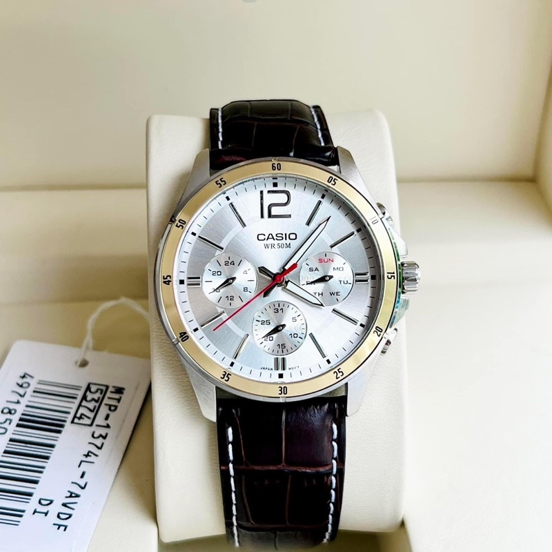 Đồng hồ nam casio MTP-1374 dây da và dây thép chính hãng