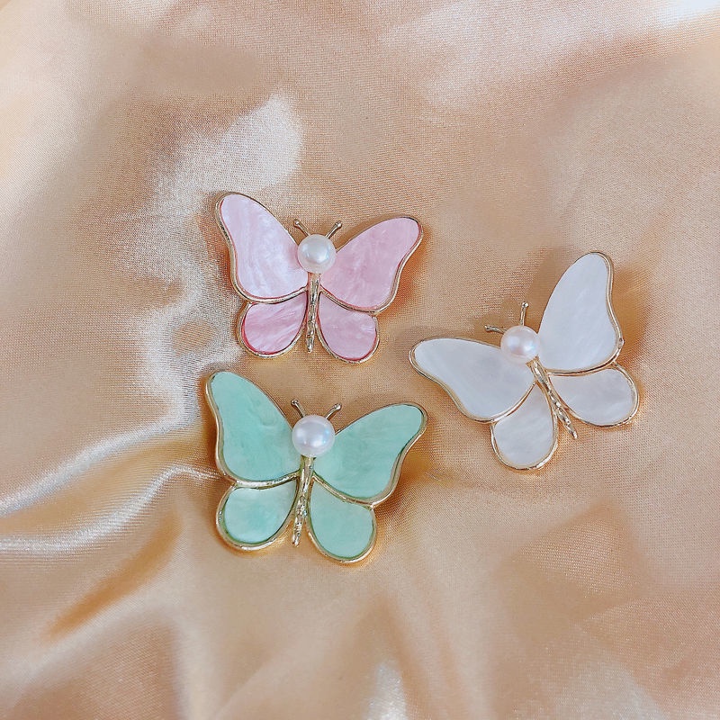 Ghim Cài Áo Hình Bướm Đính Ngọc Trai Nhân Tạo Thời Trang