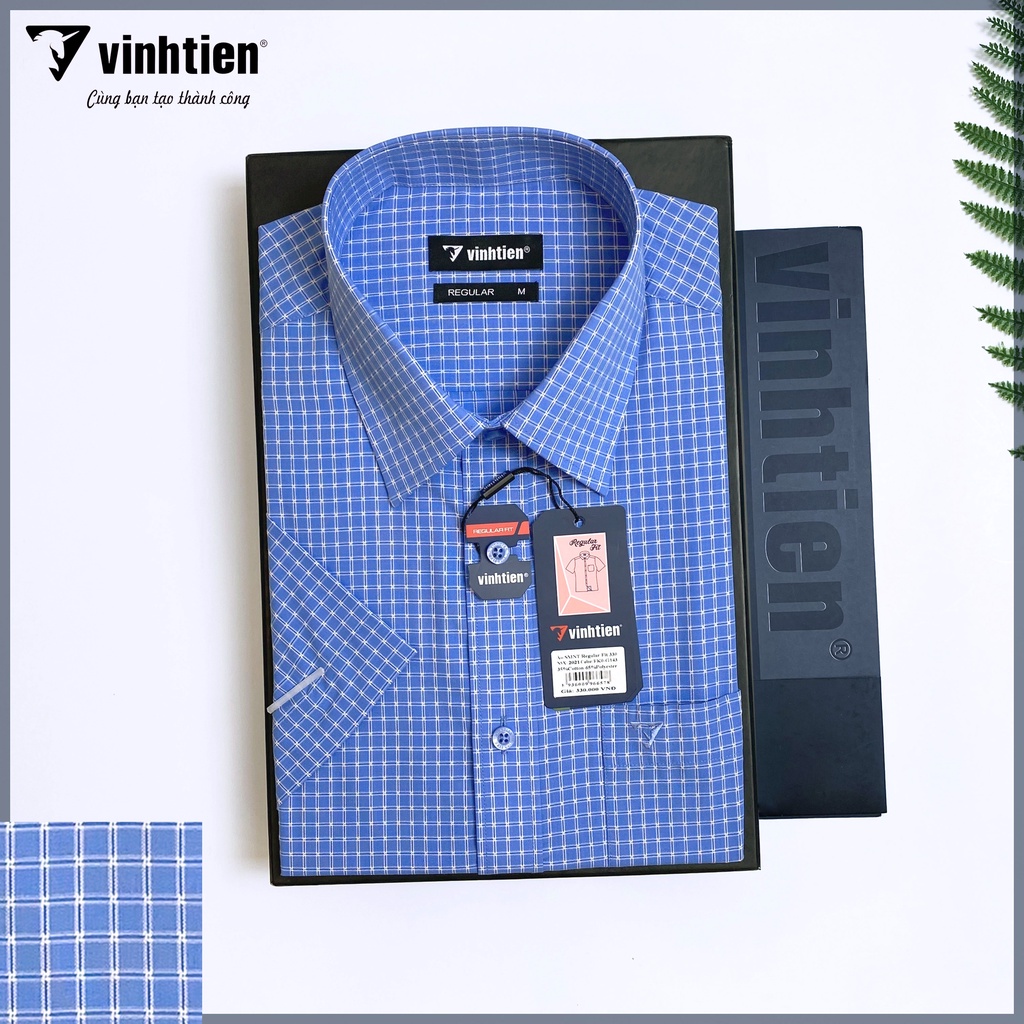 Áo Sơ Mi Nam Tay Ngắn Vĩnh Tiến Form Regular Vạt Ngang 330 - G143