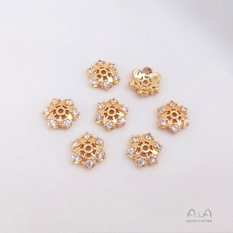 Hạt Xỏ Vòng Tay Hình Hoa Tuyết zircon Bằng Đồng 14K Màu Sắc Tùy Chọn DIY