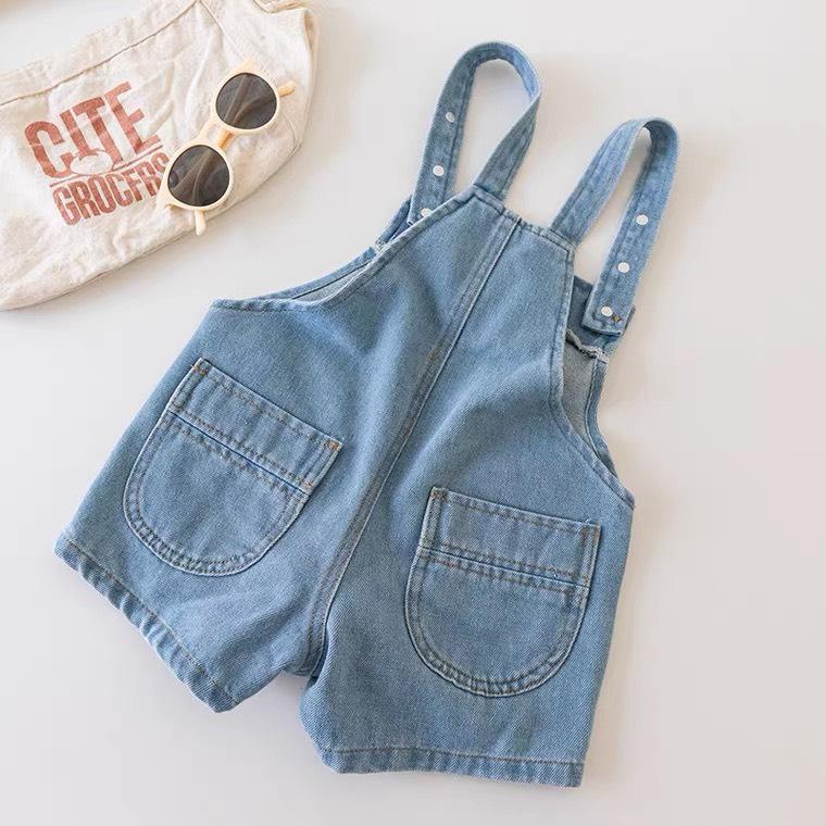 Yếm jean hai túi đắp đáng yêu cho bé trai, bé gái