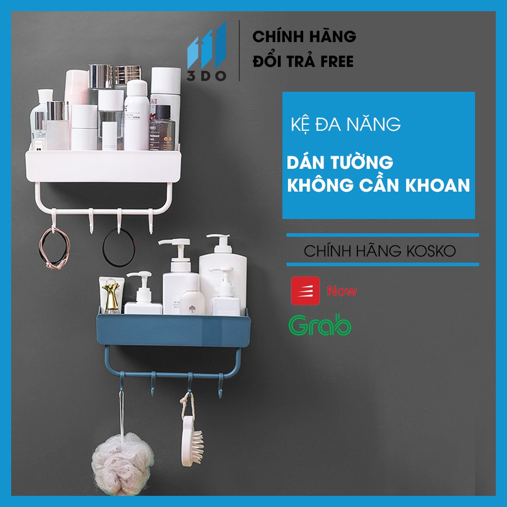 Kệ để đồ phòng tắm dán tường Kosko để đồ dầu gội đầu, có giá vắt khăn cực kỳ chắc chắn