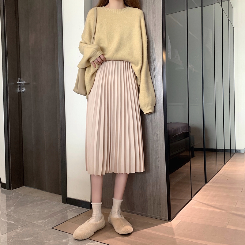 Xiaozhainv Fashion Pure Color All Match High Waist A Line Midi skirts | BigBuy360 - bigbuy360.vn
