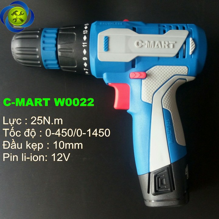 Máy khoan bắt vít Pin 12V C-MART W0022