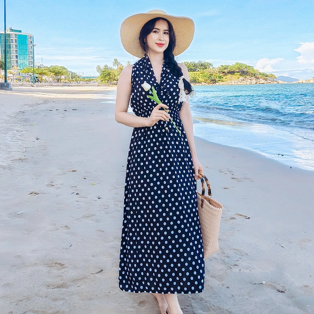 Đầm maxi đi biển dáng dài trung niên Bigsize AMYRA Váy maxi trung niên cho mẹ đi du lịch đi chơi MX015
