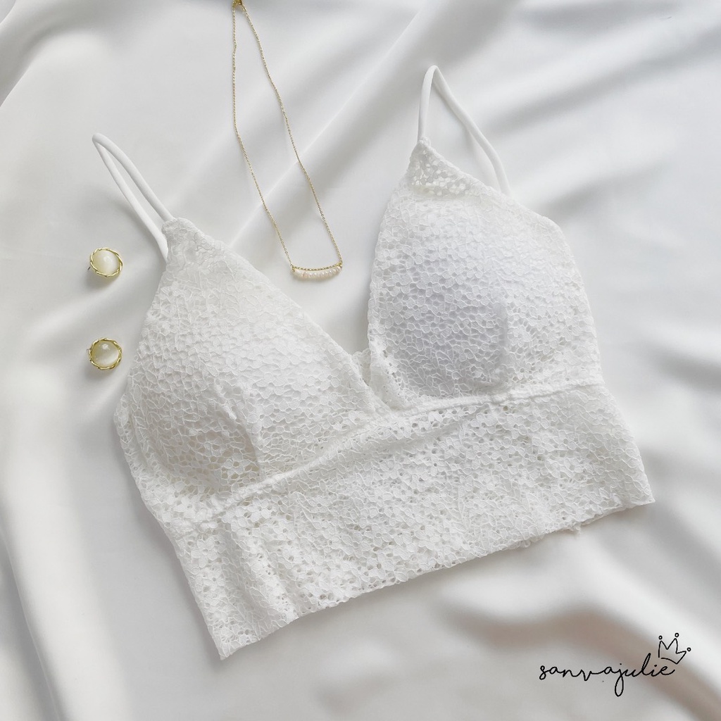Áo lót mút mỏng dáng croptop Fiona ren - Áo bra mặc vest