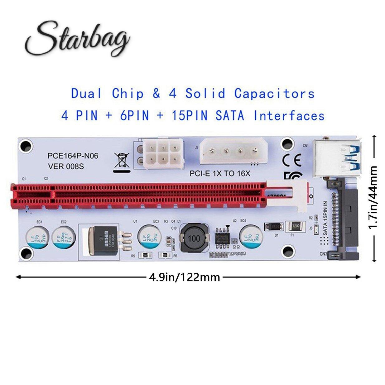 (Star) Dây Cáp 3 Trong 1 Pcie Pci-E Pci Express Riser Card 1x Sang 16x Usb 3.0