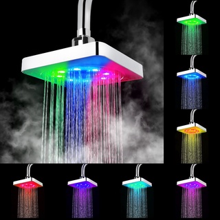 Đầu vòi hoa sen hình vuông có đèn led 7 màu thay đổi 3 màu độc đáo