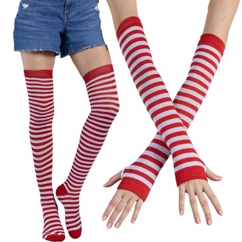 Set Tất Ống Dài + Đôi Găng Tay Len Ấm Áp Xinh Xắn Cho Nữ