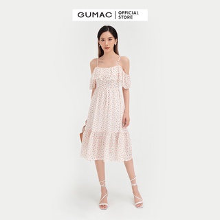 Đầm hoa nhí nữ trễ vai gumac thiết kế tiểu thư db494
