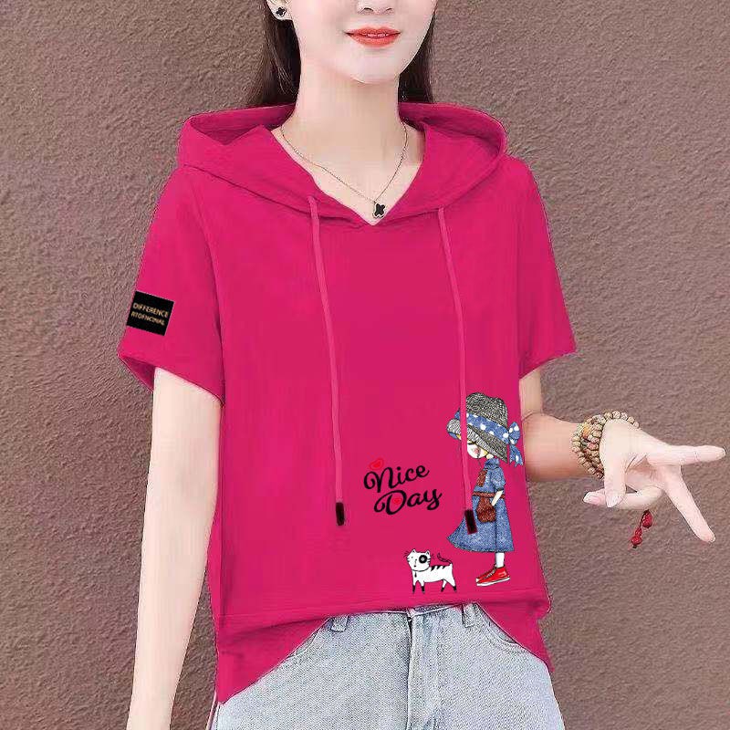 Áo Hoodie ngắn tay 100% cotton phong cách Hàn Quốc cho nữ | BigBuy360 - bigbuy360.vn