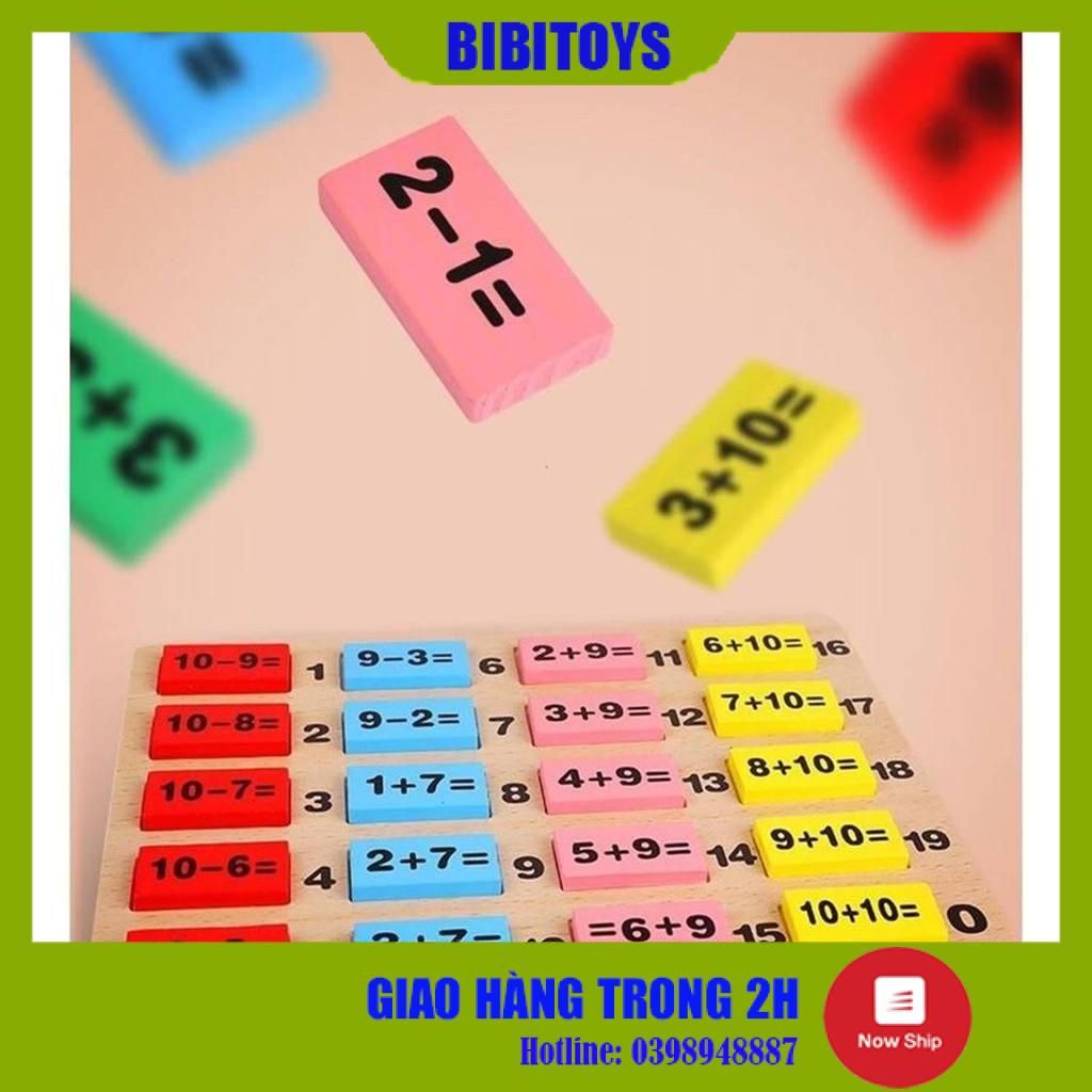 Đồ chơi Bộ học Toán kiêm chơi Domino 110 chi tiết gỗ thông an toàn cho bé