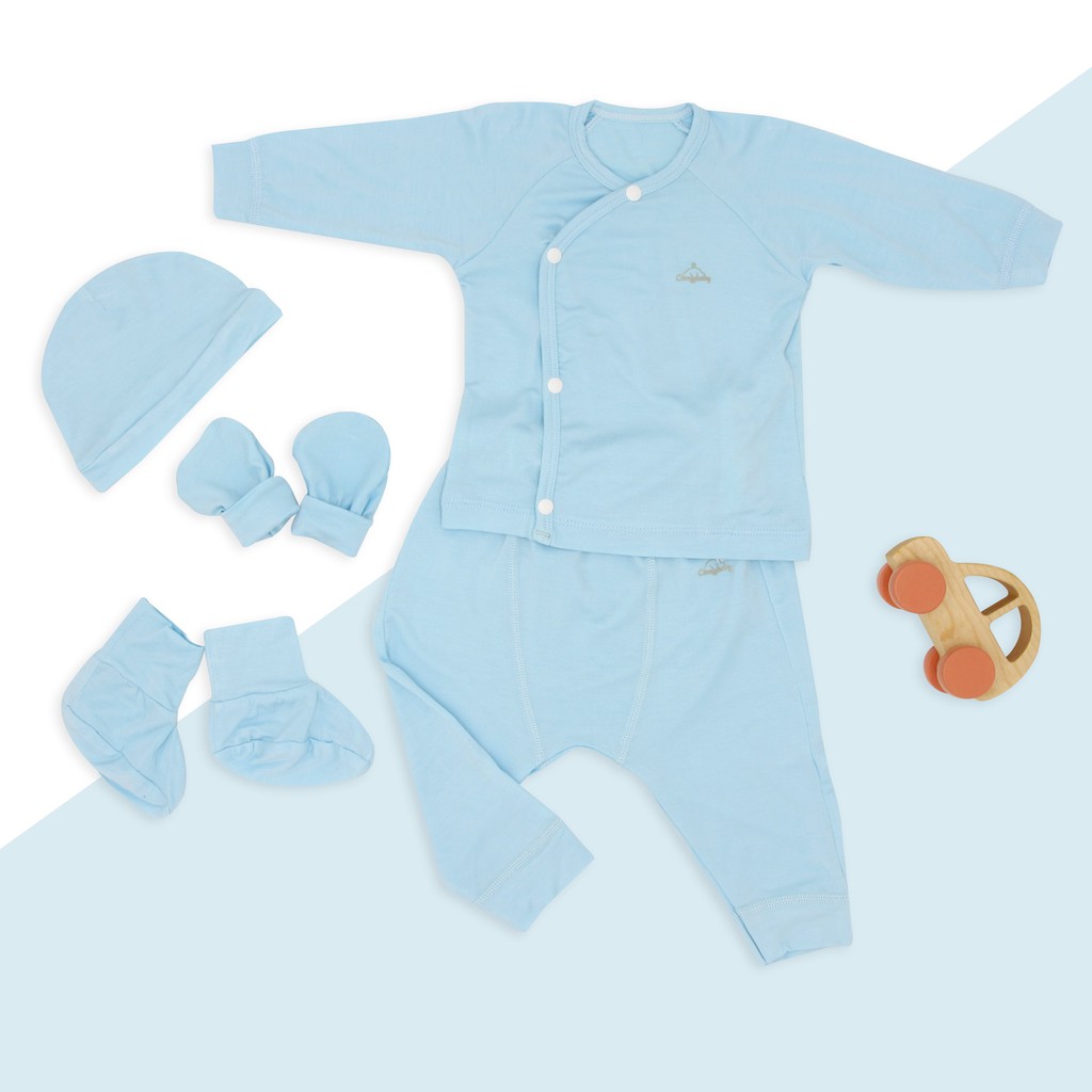 Bộ quần áo sơ sinh dài tay -5 món newborn (quần, áo, mũ, bao tay, chân) - vải mềm và thoáng khí kháng khuẩn Comfybaby