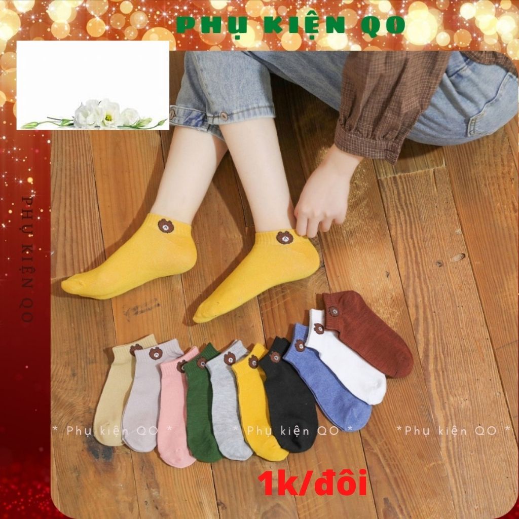 Tất gấu / vớ cổ ngắn brown nữ cute dễ thương loại đẹp giá rẻ nhất