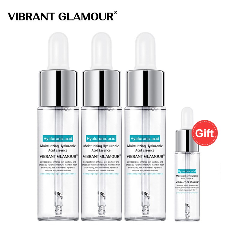 Serum Dưỡng Da VIBRANT GLAMOUR Chiết Xuất Axit Hyaluronic Thu Nhỏ Lỗ Chân Lông Giữ Ẩm Làm Trắng Chống Lão Hóa 15ml*4