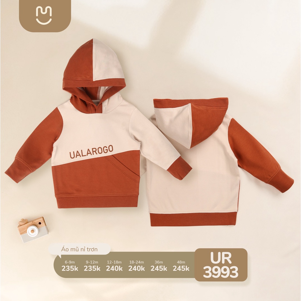 Áo Hoodie Có Mũ UalaRogo chất Nỉ dày dặn thu đông cho bé từ 6 tháng - 4 tuổi