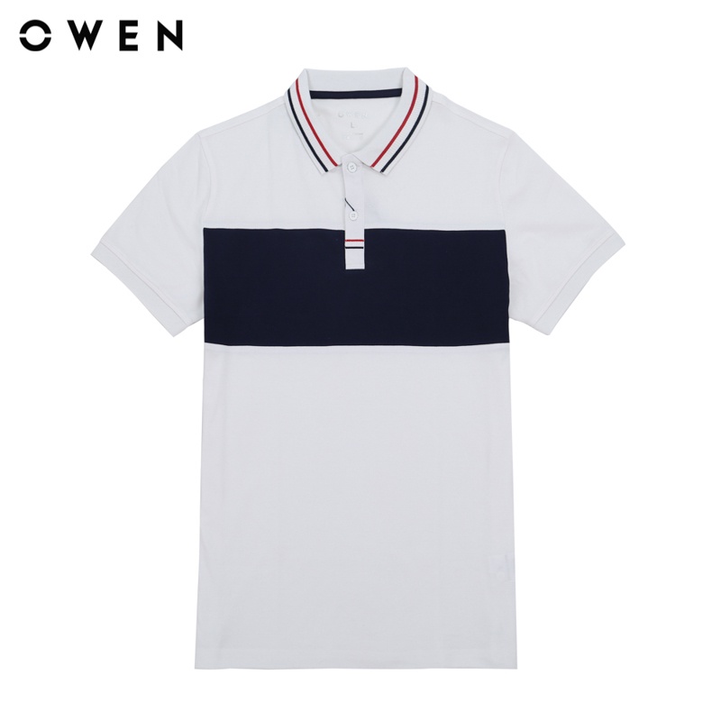 Áo polo ngắn tay Nam Owen Cotton Bodyfit Navy trắng - APV23791