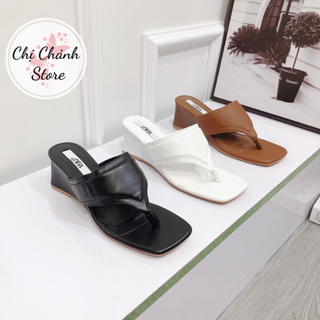 Guốc, Dép Kẹp Xuồng Gót Cao 5p Liền Mica Chất Da Êm Mịn From Chuẩn Đẹp - Chichanh Store