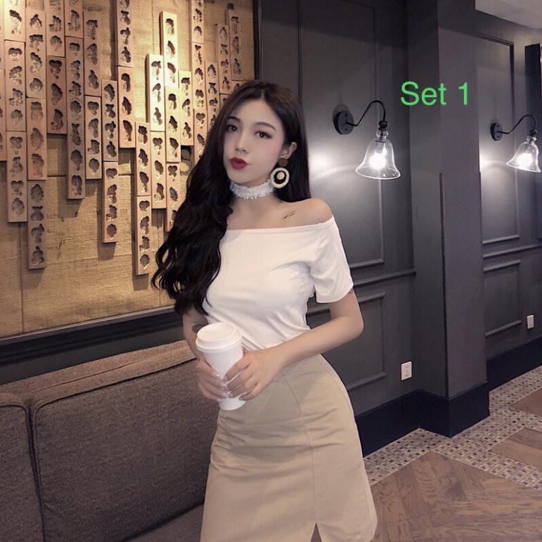 set áo hở vai và cv (ko kèm choker)