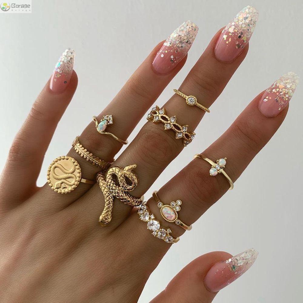 Set 9 Nhẫn Đeo Khớp Ngón Tay Phong Cách Boho Cho Nữ