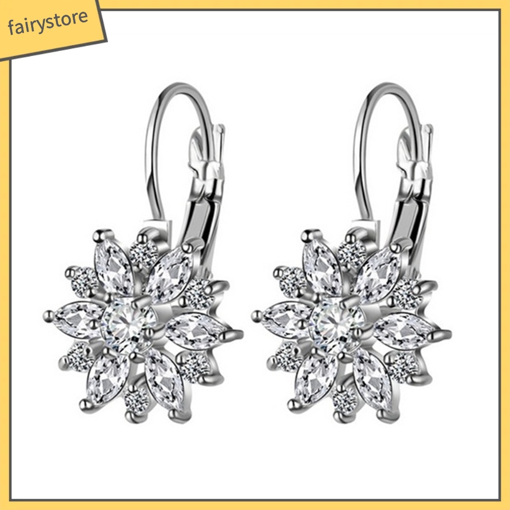 Bông Tai Nữ Đính Đá Zircon Hình Hoa Hướng Dương