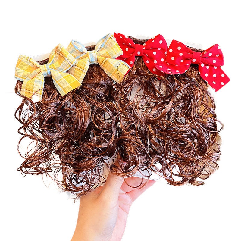 Tóc Giả Thắt Nơ Họa Tiết Chấm Bi Thời Trang Hàn Quốc Cho Bé Gái