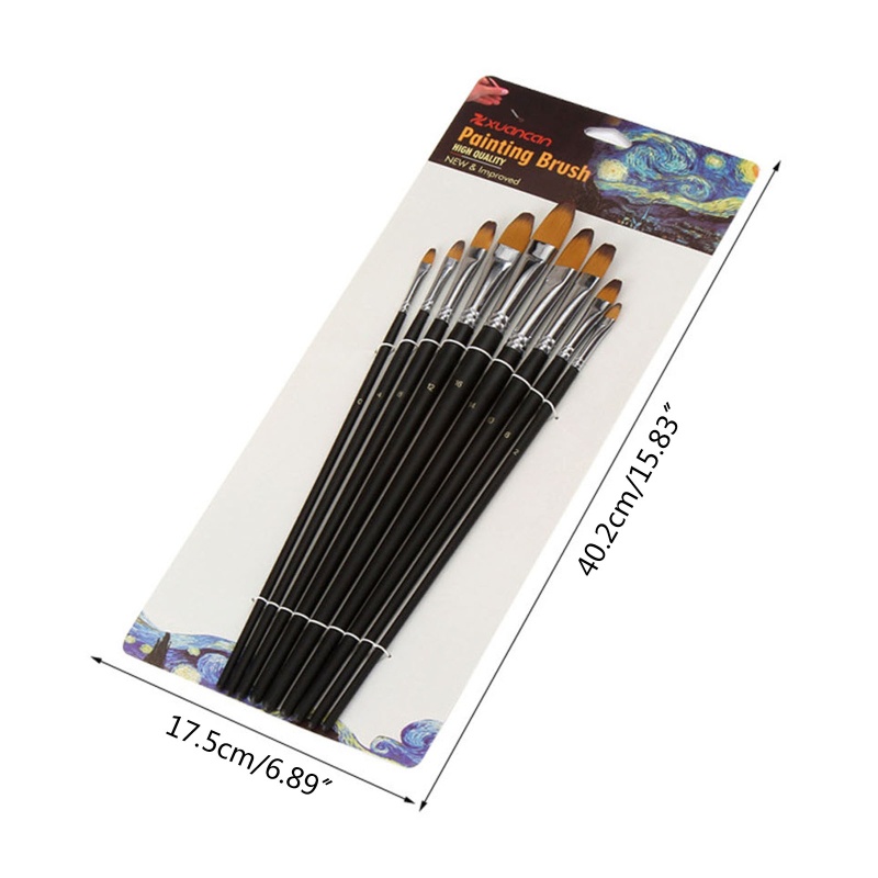 Set 9 Cọ Vẽ Tranh Sơn Dầu Bằng Sợi Nylon Nhiều Kích Thước Khác Nhau Cho Học Sinh