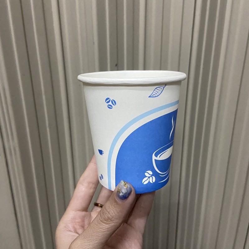 50 ly giấy 240ml ~ 8oz nắp đen phong cách Hàn Quốc New Day Mocha hình trắng đen nâu xanh dùng 1 lần - Paper cup