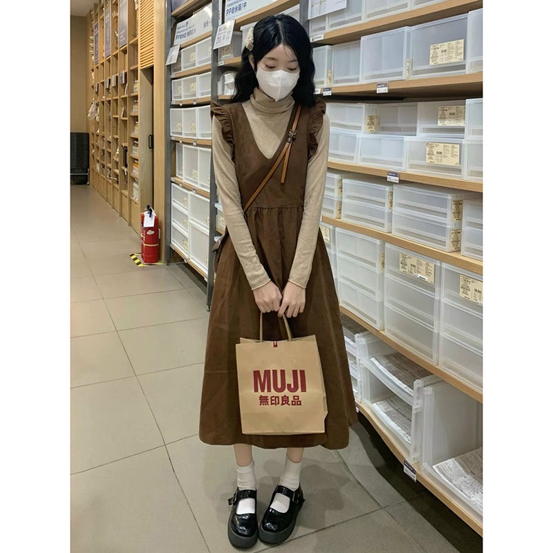 Váy Yếm Da Lộn Dáng Dài Hàng Quảng Châu Loại 1 M2140-Teen 888