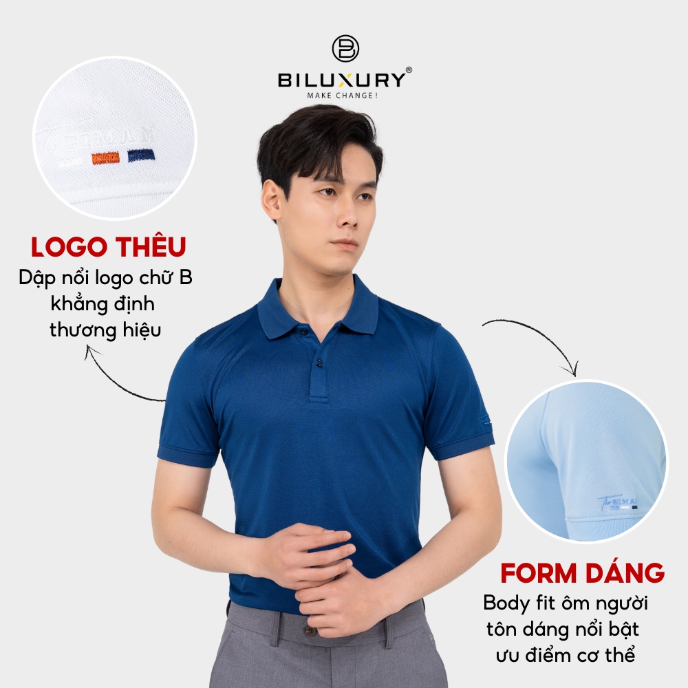 Áo polo nam Biman by Biluxury form chuẩn bodyfit vải poly cao cấp thoải mái vận động 5APCB006
