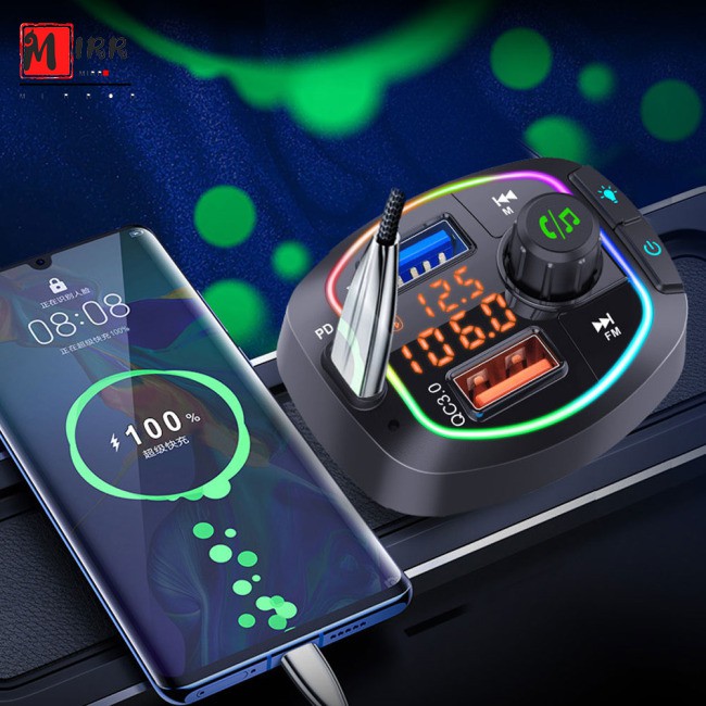 FNC Car Mp3 Bluetooth  Player Fast Charging Colorful Light Type-c Port